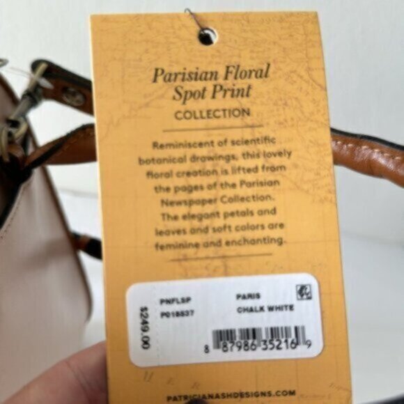 Patricia Nash Bag Paris SatchelParisian Floral Spot Print Cream w Tassel NEW - Picture 11 of 13